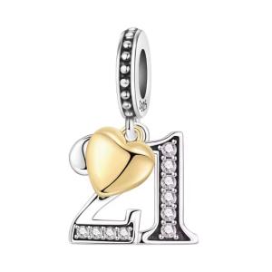 Charms 21 ROCZNICA zawieszka srebro 925 URODZINY