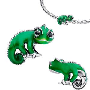 Charms ZIELONY KAMELEON zawieszka srebro 925  