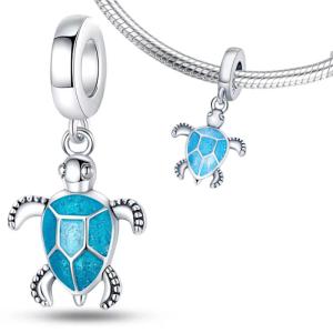 Charms BŁĘKITNY ŻÓŁW świeci w ciemności srebro 925